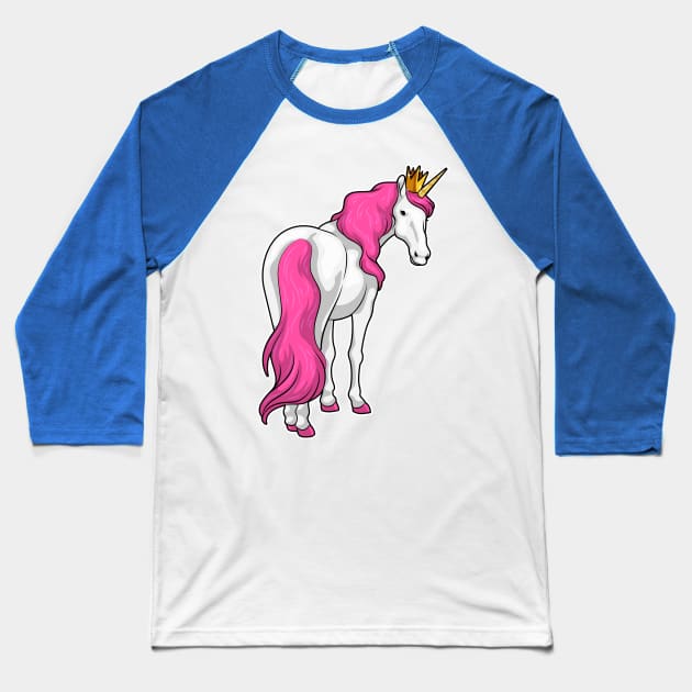 Unicorn Queen Crown Baseball T-Shirt by Markus Schnabel